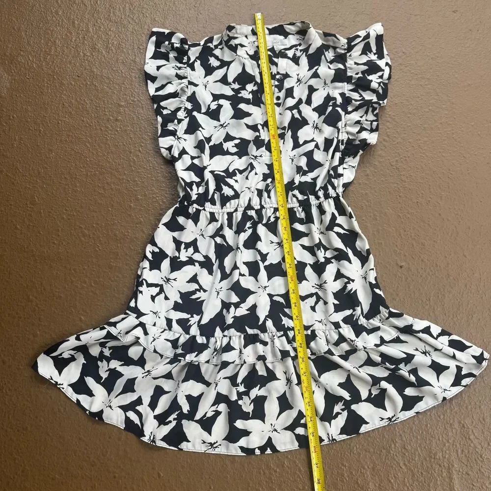 Joie Krystina Dress Sz M Ruffles Flutter Sleeve Summer White Black Floral $348 - Picture 6 of 13